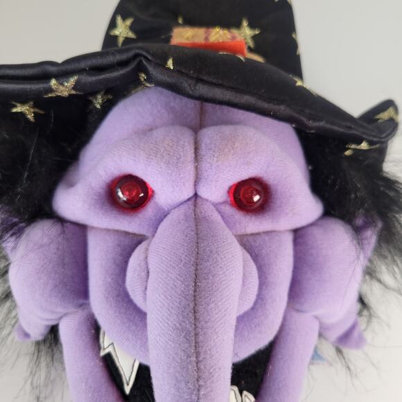 Animated Talking Witch Head Plush 14" Light Up Eyes Halloween Decoration Prop - Picture 12 of 16